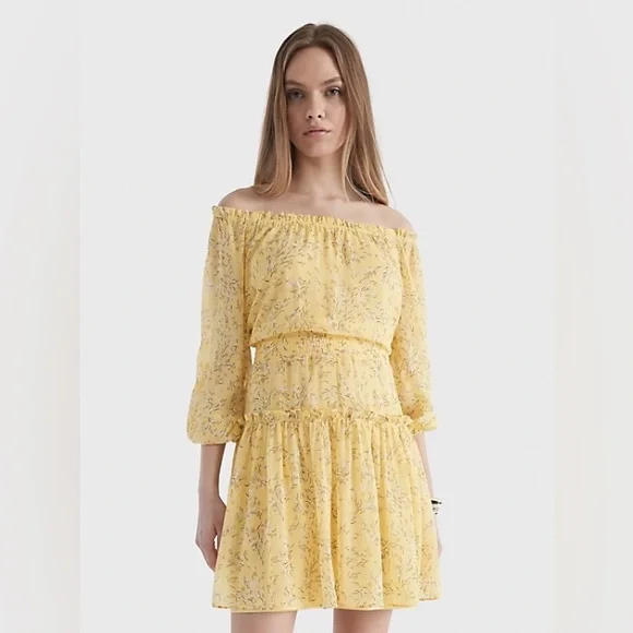 Tommy Hilfiger Women's Ruffle-Trim Floral Dress Sunshine Multi - 12